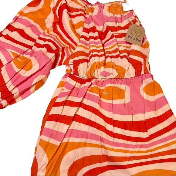 NEW WITH TAGS. EMMA&GRACE MODERN BLOUSE HOT PINK,ORANGE GROOVY PATTERN. 3XL HOT! - Picture 11 of 11
